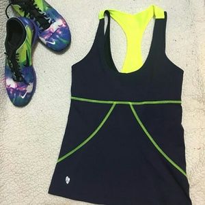 SOLD - Ellie. Navy Blue and Yellow. Small.